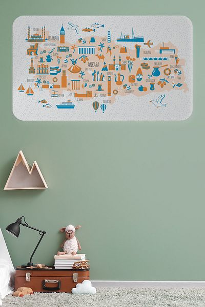 ShopiWorld Educational And Instructional Decorative Children's Room Turkey Map Wall Sticker