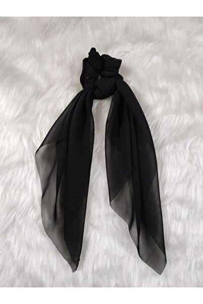 Elvinege Aksesuar Siyah Renk Şifon Fularlı Simit Toka - Fular Toka
