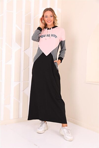 WestBound Hooded Sports Long Dress - Black