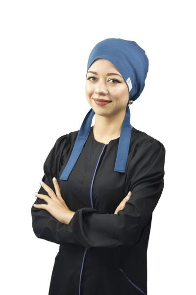 Nur Ortopedi Düz Petrol Mavisi Renk Tesettür Hemşire Bonesi Doktor Cerrahi Bone