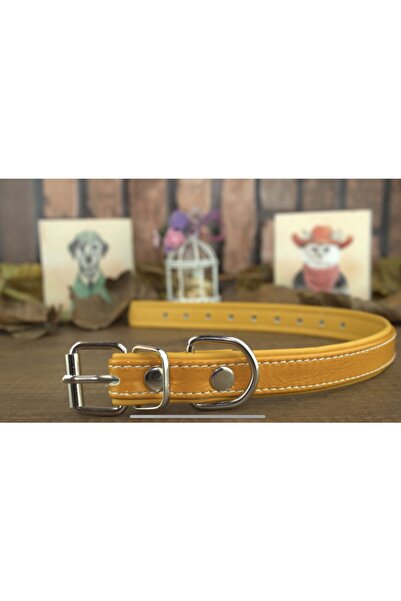 NE10 جلد طبيعي أصفر اللون 45 سم طوق الكلب القط طوق جلد الكلب 45 سم