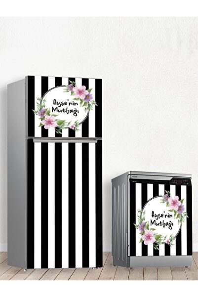 TasarıMarketi Buzdolabı Ve Bulaşık Makinesi Desenli Isme Kişiye Özel Kendinden Yapışkanlı Kaplama Folyo Sticker