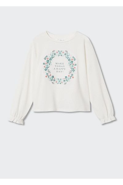 MANGO Kids Μακρυμάνικο κεντημένο μπλουζάκι