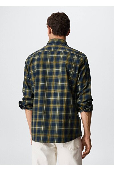 MANGO Man Kareli Pamuklu Tişört