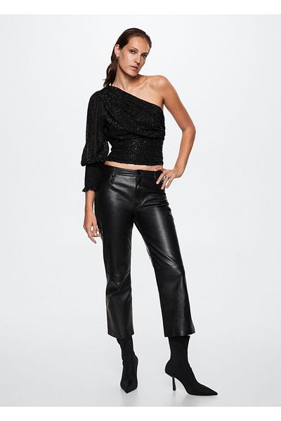 MANGO Woman Asymmetric Shiny Blouse