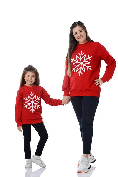 EYLÜL ELİF BUTİK Eylul Elif Boutique Red Snowflake Print Knitted Sweatshirt Kids)