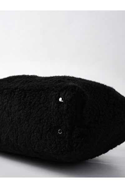 HEYBE'S Women's Black Plush Teddy Clutch Bag