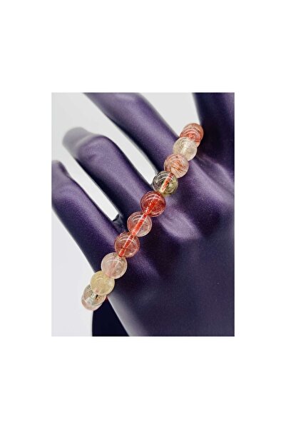 Safnaturel سوار كوارتز روتيل ذهبي معتمد - حجر طبيعي - 8 مم