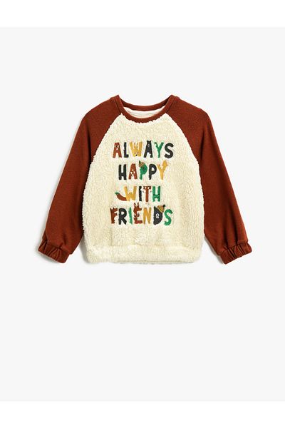 Koton Plüsch-Strickwaren-Sweatshirt mit detaillierter Stickerei