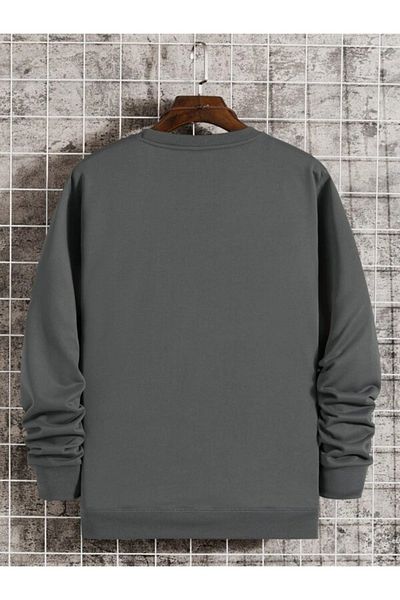 Black Sokak Unisex Anthracite NASA Printed Crew Neck Sweatshirt