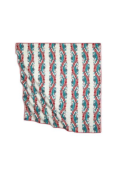 Bursa İpek Red Smoked Turkish Motif Ivy Pattern Silky Scarf