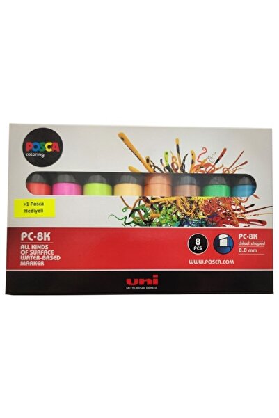 Generic Brand قلم يوني بوسكا PC-8K ذو أساس مائي 7+1، 8 مم - ألوان فلورسنت
