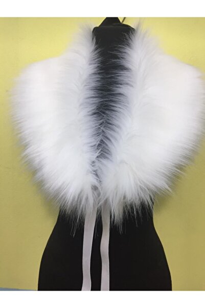 kurkyaka Beyaz Kürk Şal Yaka