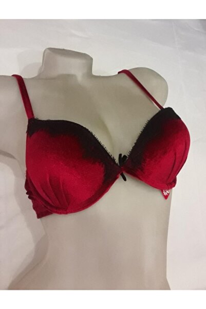 MİSS CLAİRE Kadın Bordo Kadife Destekli Demirli Sütyen