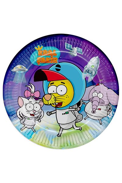 Parti dolabı King Shakir 8 Cardboard Birthday Concept Plates in Space