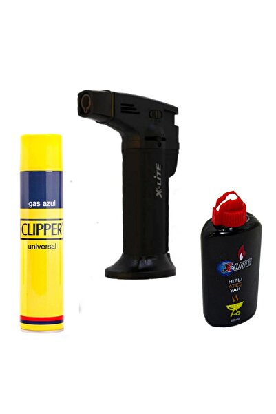 X-Lite Xlite 1300 C Büyük Boy Masa Tipi Pürmüz Alev Çakmak Mangal Yak Ve Clipper Gaz Siyah