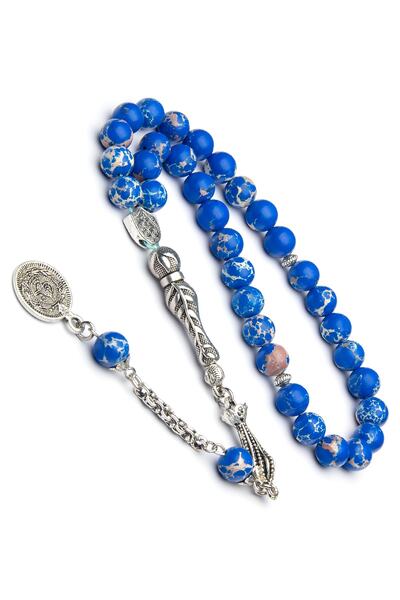 OTTOTESBİH Rozariu din piatră de varasit de 8 mm cu ciucuri de alpaca pentru bărbați, rozariu din piatră naturală