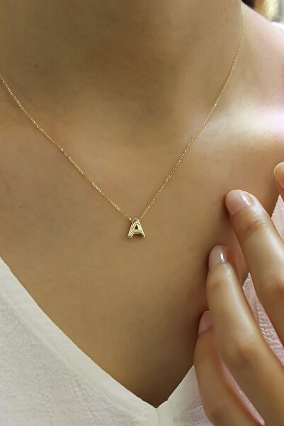 yılmaz gold Altın 3 Boyutlu A Harf Kolye