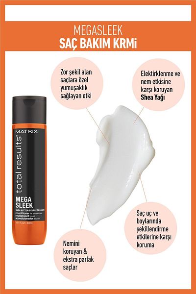 Matrix Total Results Mega Sleek - Difficult Shape Area and Frizz Hair Care Cream 300 ml