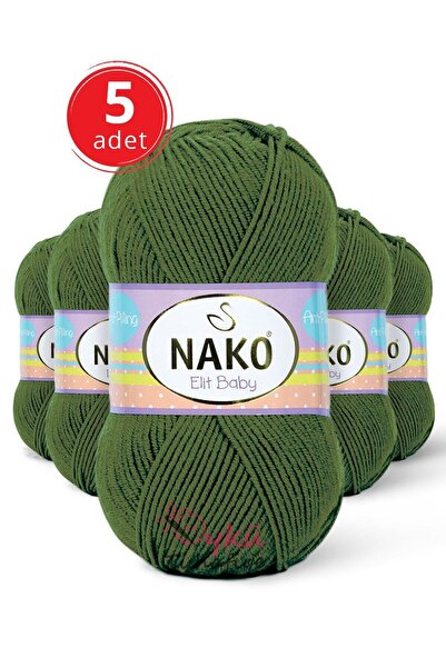 NAKO Elit Baby 10665 (çam Yeşili) Anti-pilling El Örgü Ipi/yünü 5 Adet