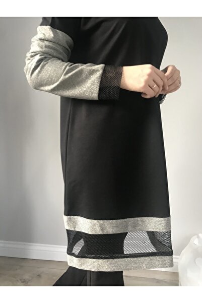 AYSUN AYDEMİR Γκρι μαύρη αθλητική φόρμα με διχτυωτή λεπτομέρεια