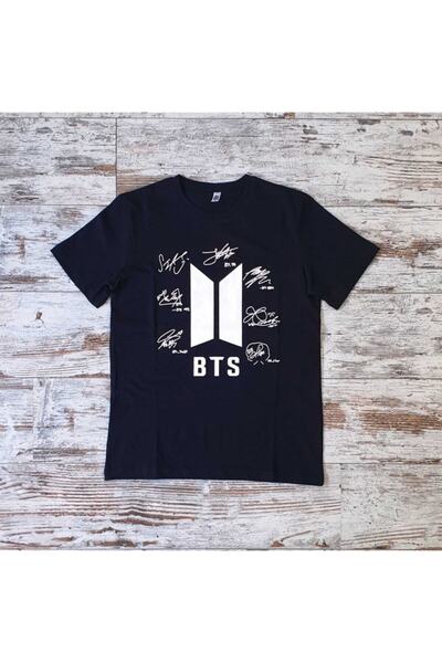 GC GÖKHAN CLUB Tricou cu semnătură Bts negru unisex Colier Bts Pălărie Bts Combinație de 3 piese