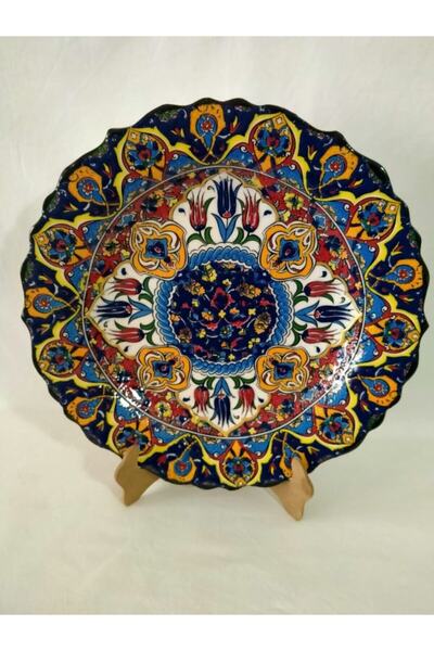 Sultan Çini -cm Çini El Emeği Desenli 25 Cm Özel El Işi Teship Sanatı Duvar T...
