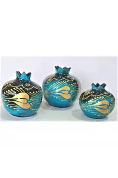 Sultan Çini -çini El Emeği Altın Yaldız Desenli Çini 3'lü Nar Seti