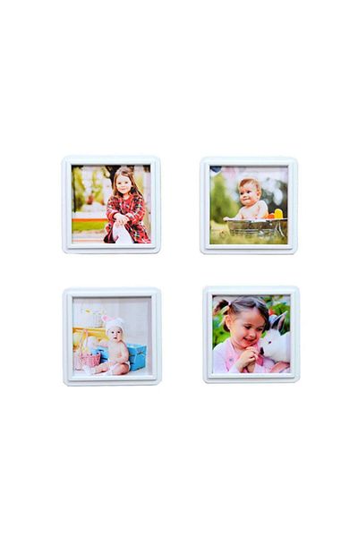 PinecoDesign Adhesive Disassemble Square Mini Frame |   White (15 Pieces - 8.5X8.5 cm)