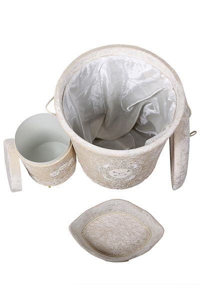 Bonny Home Set coș de rufe murdar și covoraș de baie din dantelă de nurcă 6 piese