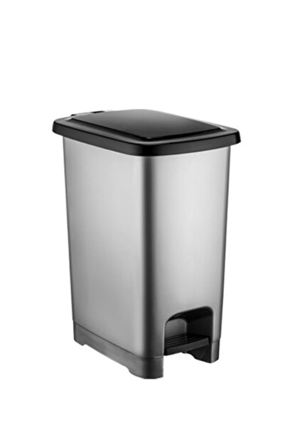 dirisan home's Metalik Gri Pedallı Çöp Kovası 15 Litre