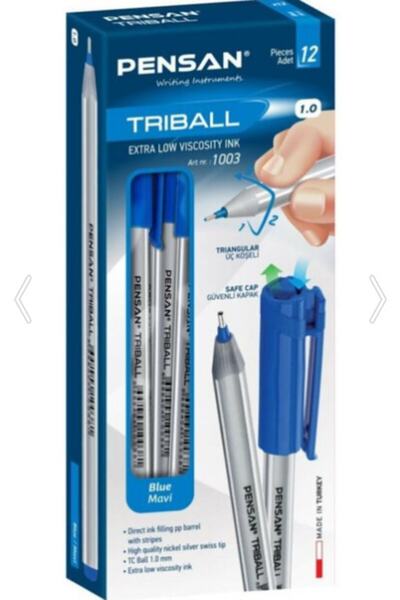 Pensan Triball Tükenmez Kalem 1,0 Mm Mavi 12 Li (1 Paket 12 Adet)