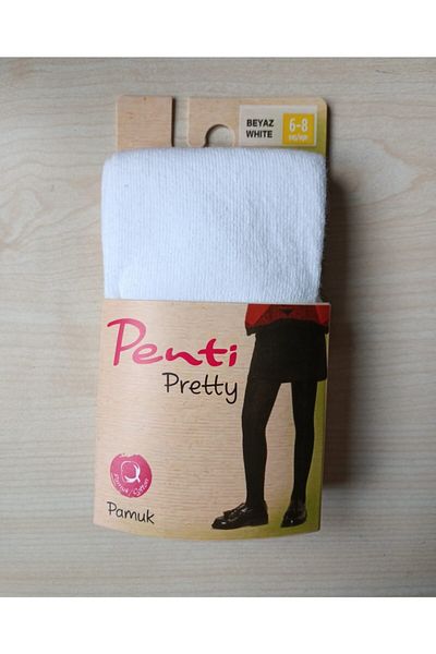 Penti Бял памучен чорапогащник за момиче