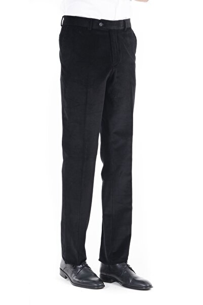 FAZLI ŞAHİN Erkek Lacivert Cosserat Kadife Regular Fit Pantolon