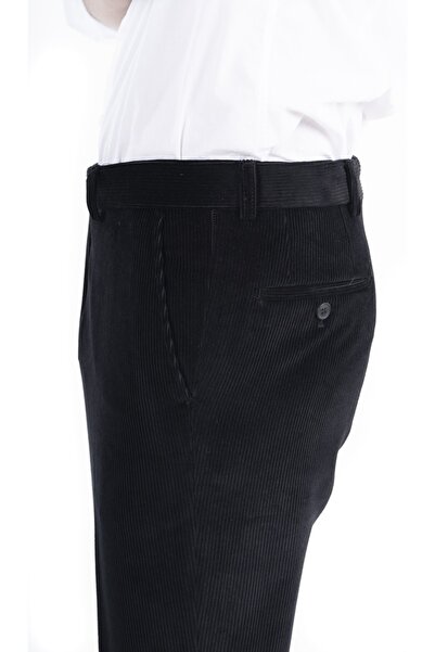 FAZLI ŞAHİN Erkek Lacivert Cosserat Kadife Regular Fit Pantolon