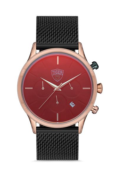 Tiger Active Indicator Steel Mesh Cord Colored Glass Men's Wristwatch