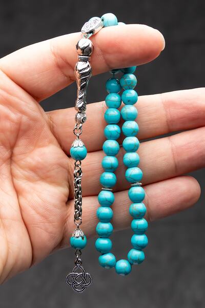 OTTOTESBİH Aşk Düğümü Püsküllü Turkuaz Taşı Tesbih, Doğaltaş Tespih