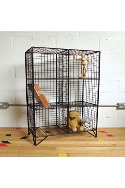 Wess Dizayn Metal Rustik Vitrin 6 Gözlü Ayaklı Kitaplık Rafı Wd-211