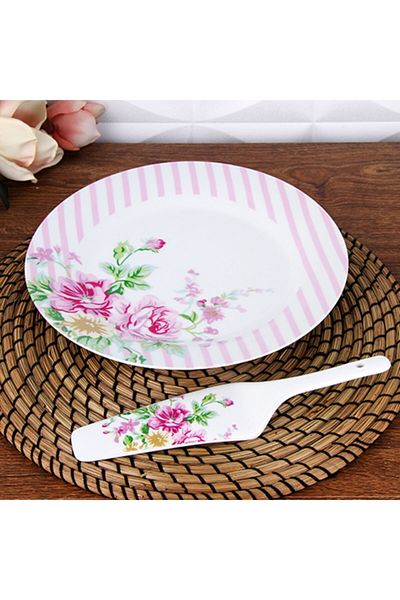 Ün-Ev Cake Serving Plate with Porcelain Spatula