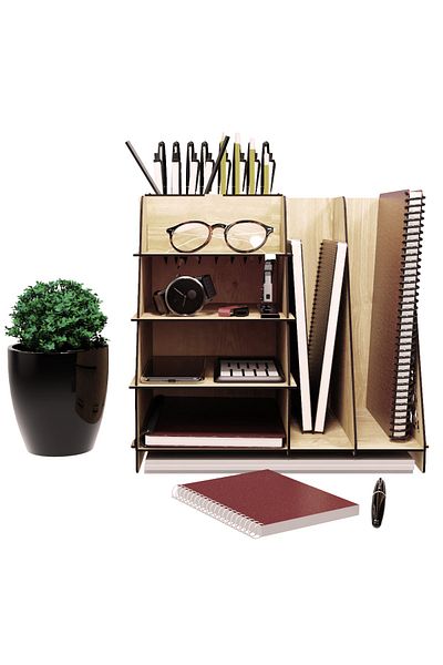 KUK Design Voronoi Wooden Desktop Organizer Office A4 Document Rack Organizer
