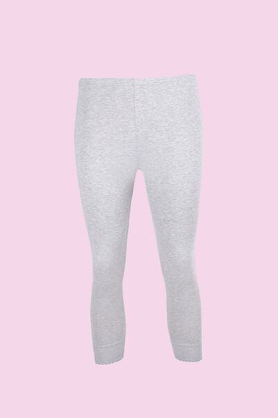 Ceylanoğlu 6'lı Gri Ribana Dantelli Uzun Tayt