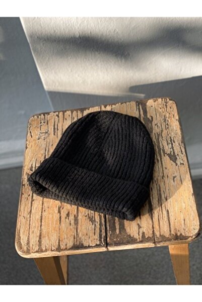 Moda Lize Μπερέ από μαύρο μαλλί unisex