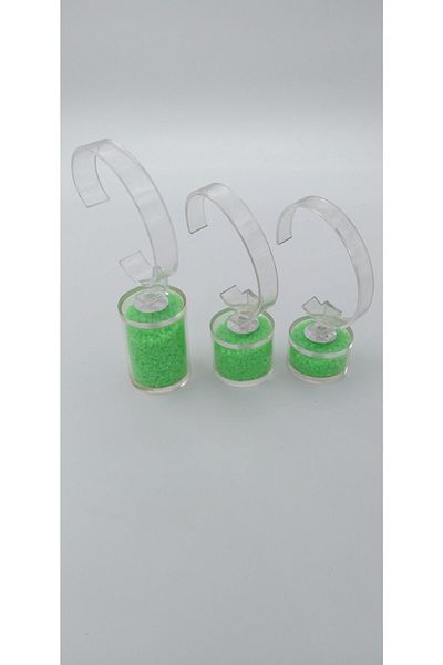 STAND MARKET Watch Stand Set of 3 with Stones Model Green