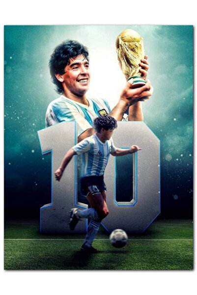 Cakatablo Ahşap Tablo Diego Maradona 1986 Dünya Kupası (35x50 Cm Boyut)