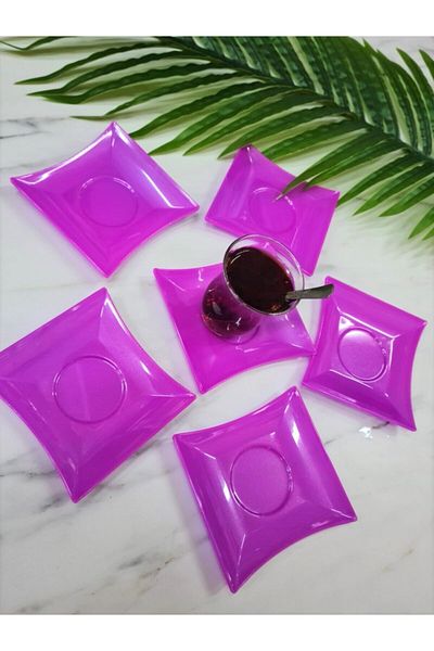 MATARMUTFAK Purple Color Tea Plate Plastic 6 Pieces Set