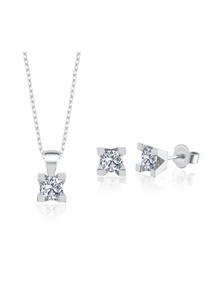 Mia Vento 1.50 Karat Mia Zirconia Benzersiz Zerafet Ikili Tektaş Gümüş Set