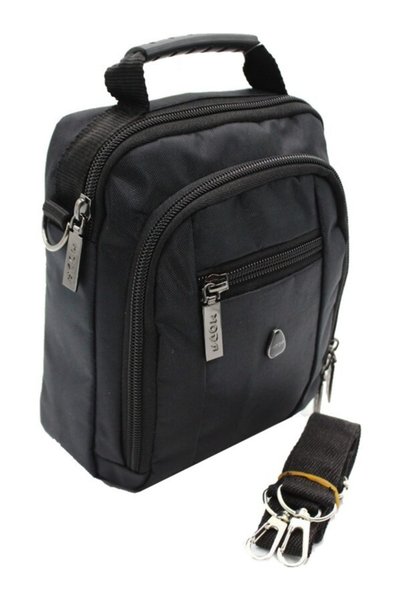 MODA 154 Fabric Multi-Compartment Men's Hand and Shoulder Strap Bag Black