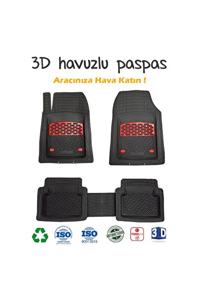 SAFİR 2011 Model Dacia Sandero Için Havuzlu Tip Universal Paspas - Kırmızı Kr...