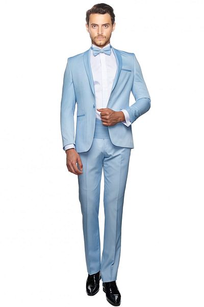 ALTINYILDIZ CLASSICS Light Blue Slim Fit Men's Tuxedo Groom Suit
