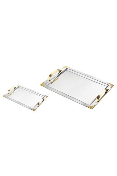 ÖzSa Home Hürrem Gold Stainless Steel Double Tray
